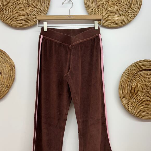 Vintage Y2K 2000s RAVE Brown Pink Velvet Track Sweats Sweat Pants Small - Picture 4 of 8
